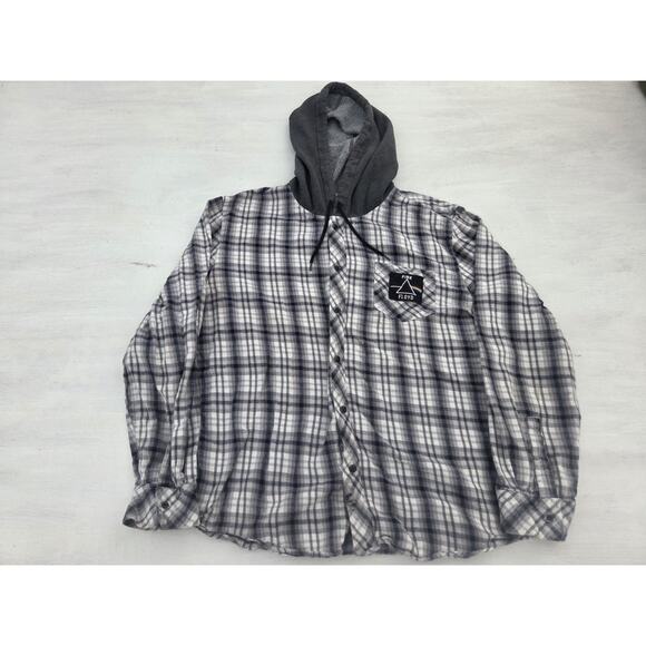 Pink Floyd Other - Pink Floyd Hooded Flannel Shirt Men XL Black White Plaid Dark Side Of Moon '73